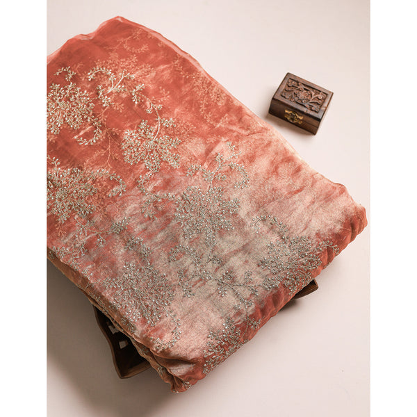 PURE TISSUE SILK EMBROIDERED FABRIC