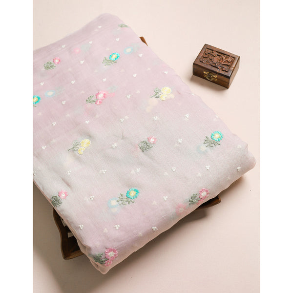 MALAI CHANDERI EMBROIDERED FABRIC