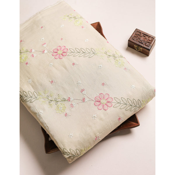 MALAI CHANDERI EMBROIDERED FABRIC