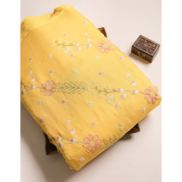 MALAI CHANDERI EMBROIDERED FABRIC
