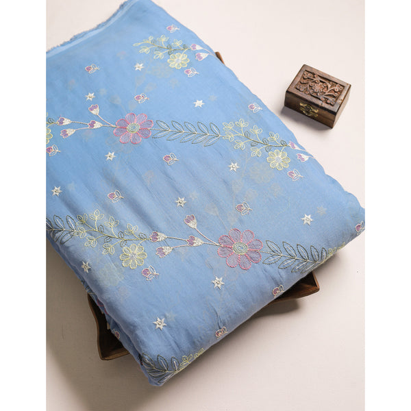 MALAI CHANDERI EMBROIDERED FABRIC