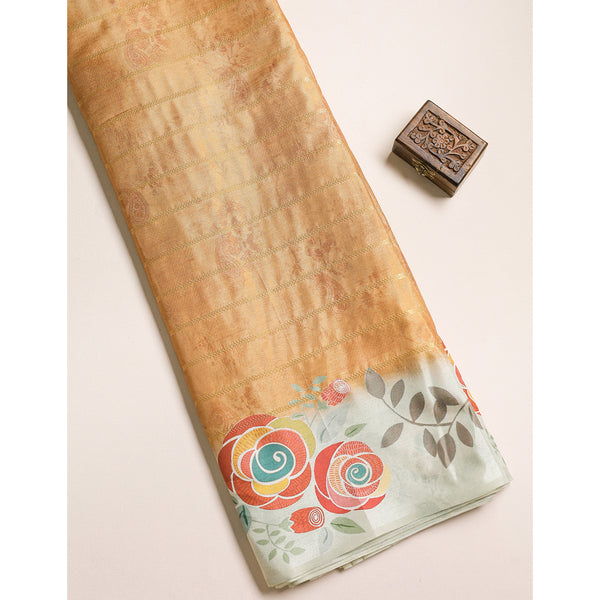 SEMI TUSSAR PRINTED FABRIC