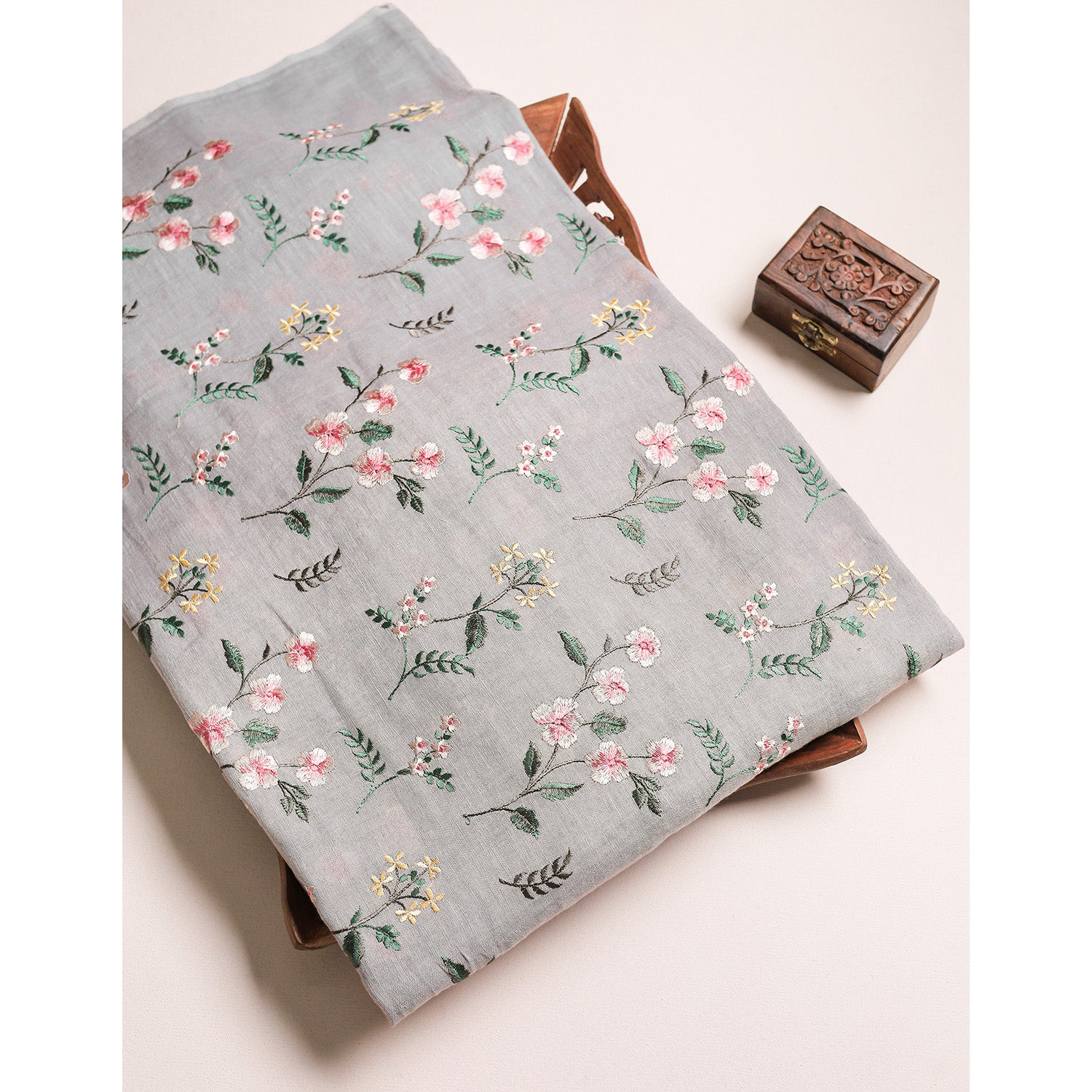 PURE LINEN EMBROIDERED FABRIC