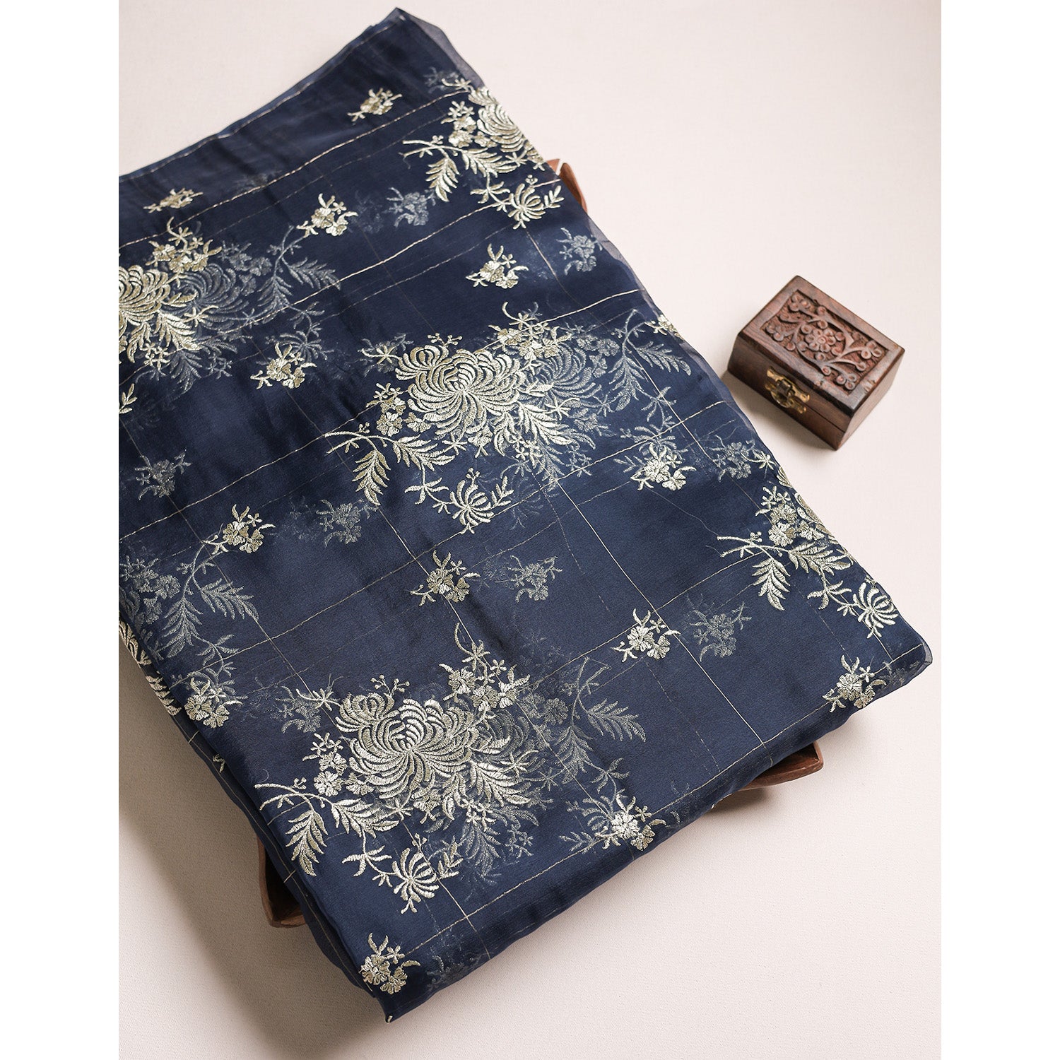 PURE ORGANZA EMBROIDERED FABRIC