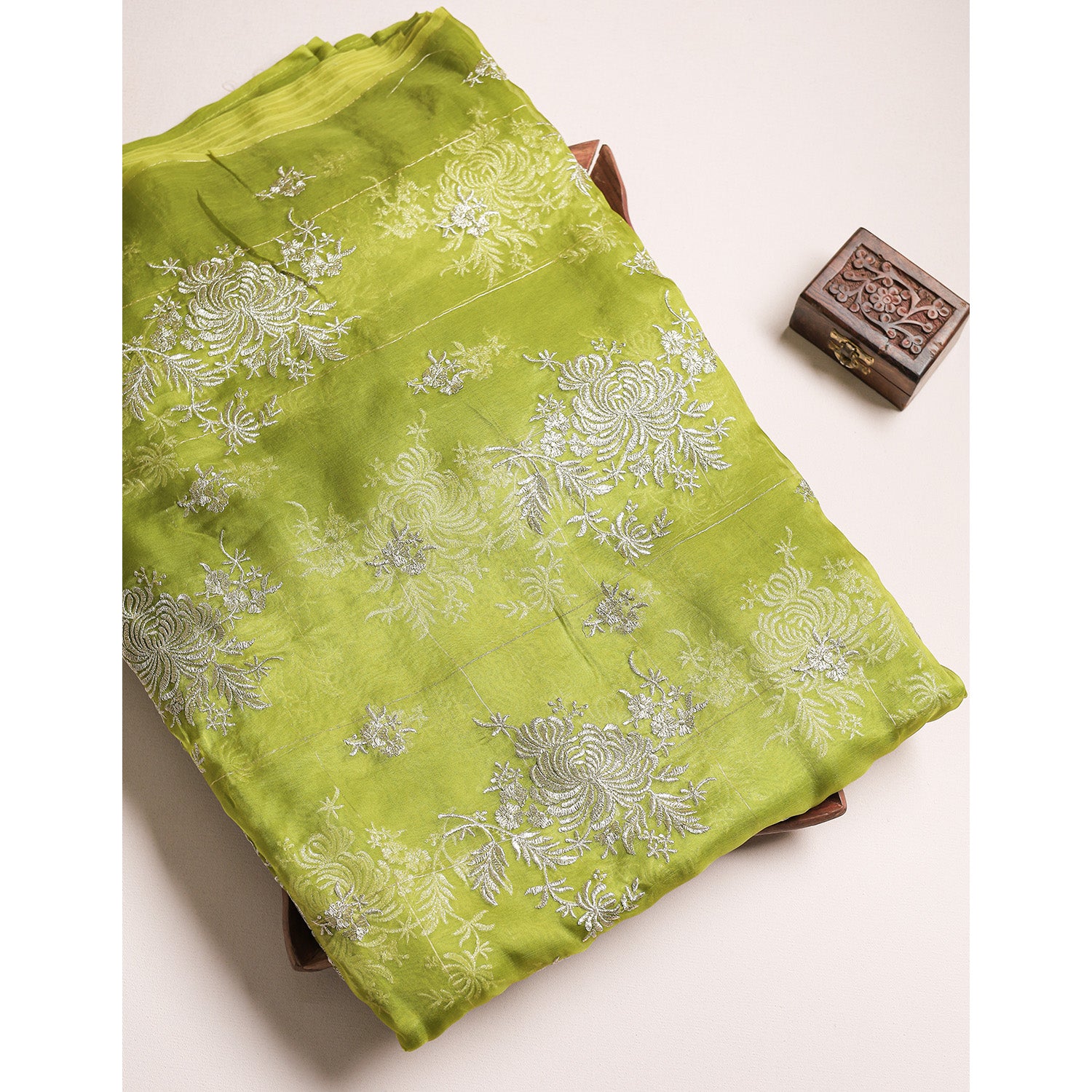 PURE ORGANZA EMBROIDERED FABRIC