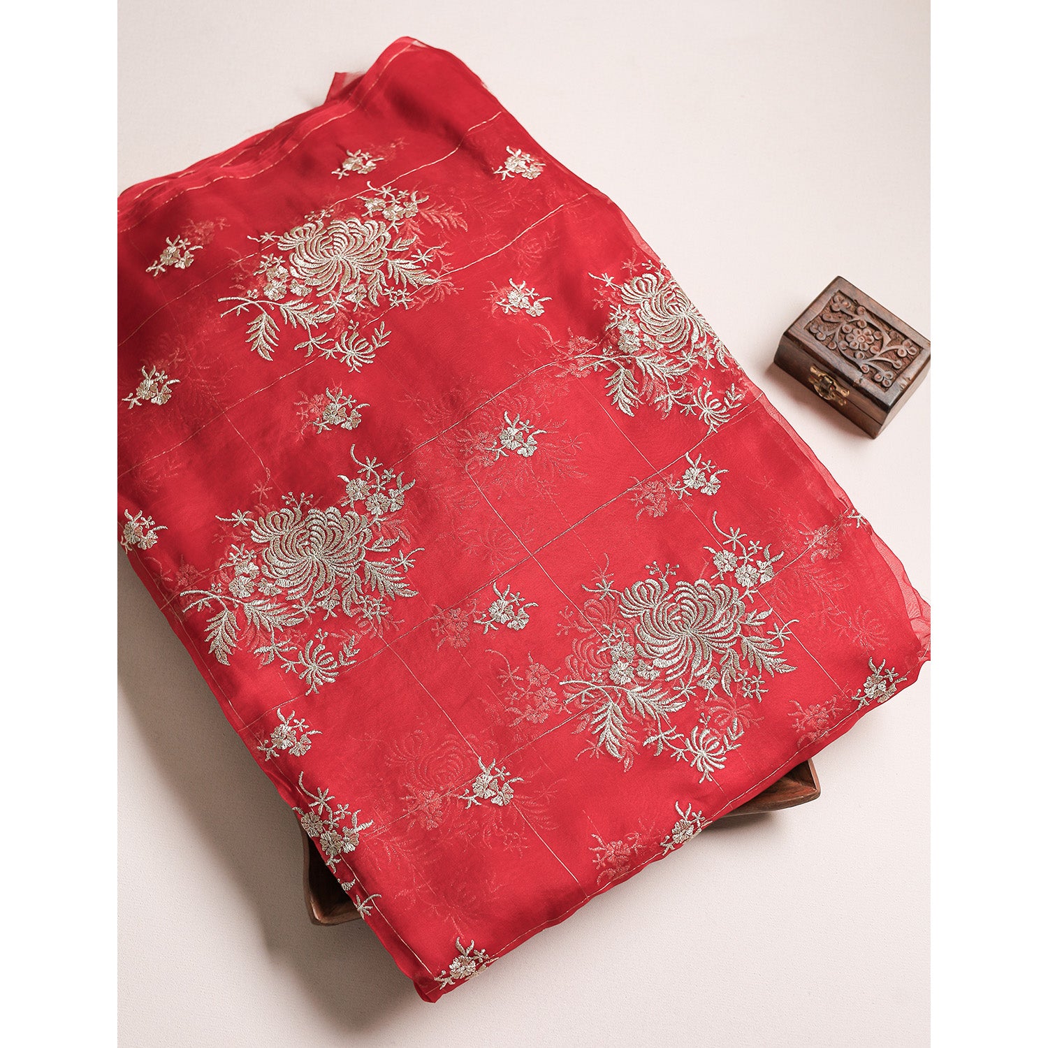 PURE ORGANZA EMBROIDERED FABRIC