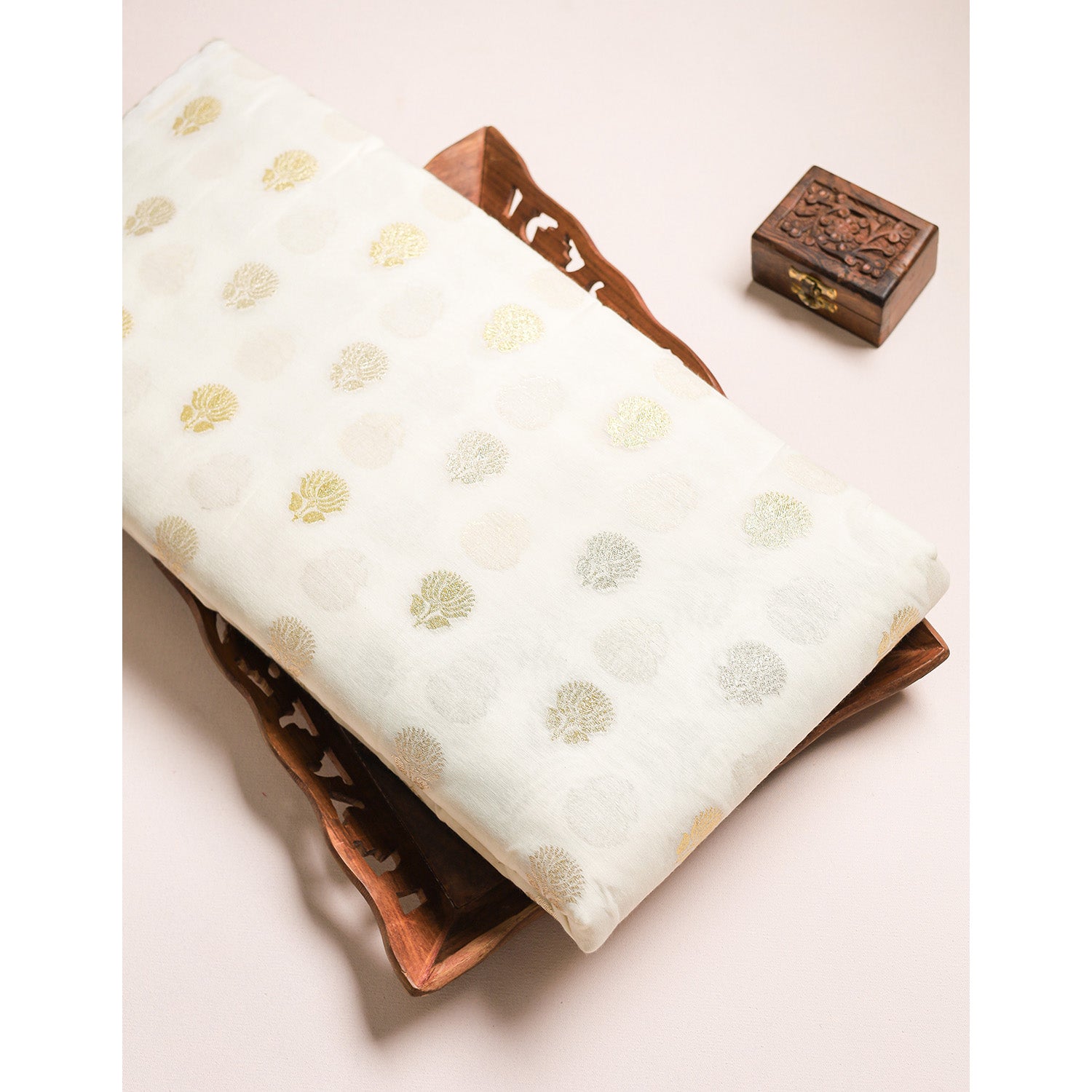 DYEABLE BANARAS BROCADE SILK FABRIC