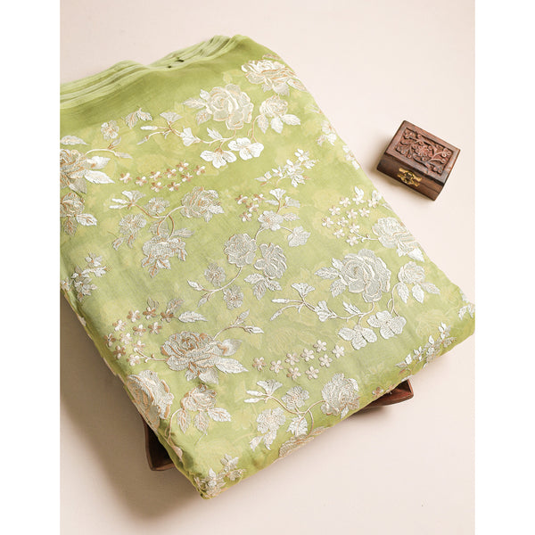 MALAI CHANDERI EMBROIDERED FABRIC