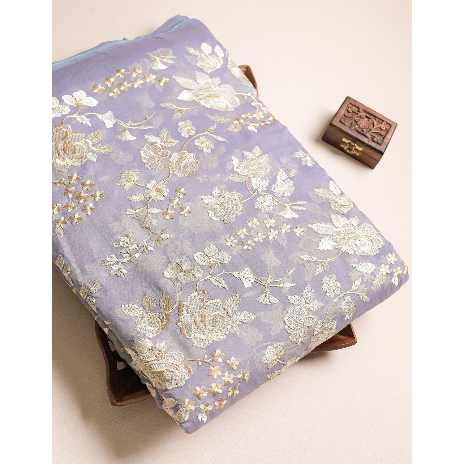 MALAI CHANDERI EMBROIDERED FABRIC