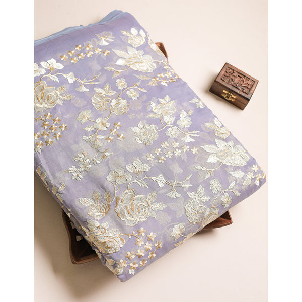 MALAI CHANDERI EMBROIDERED FABRIC