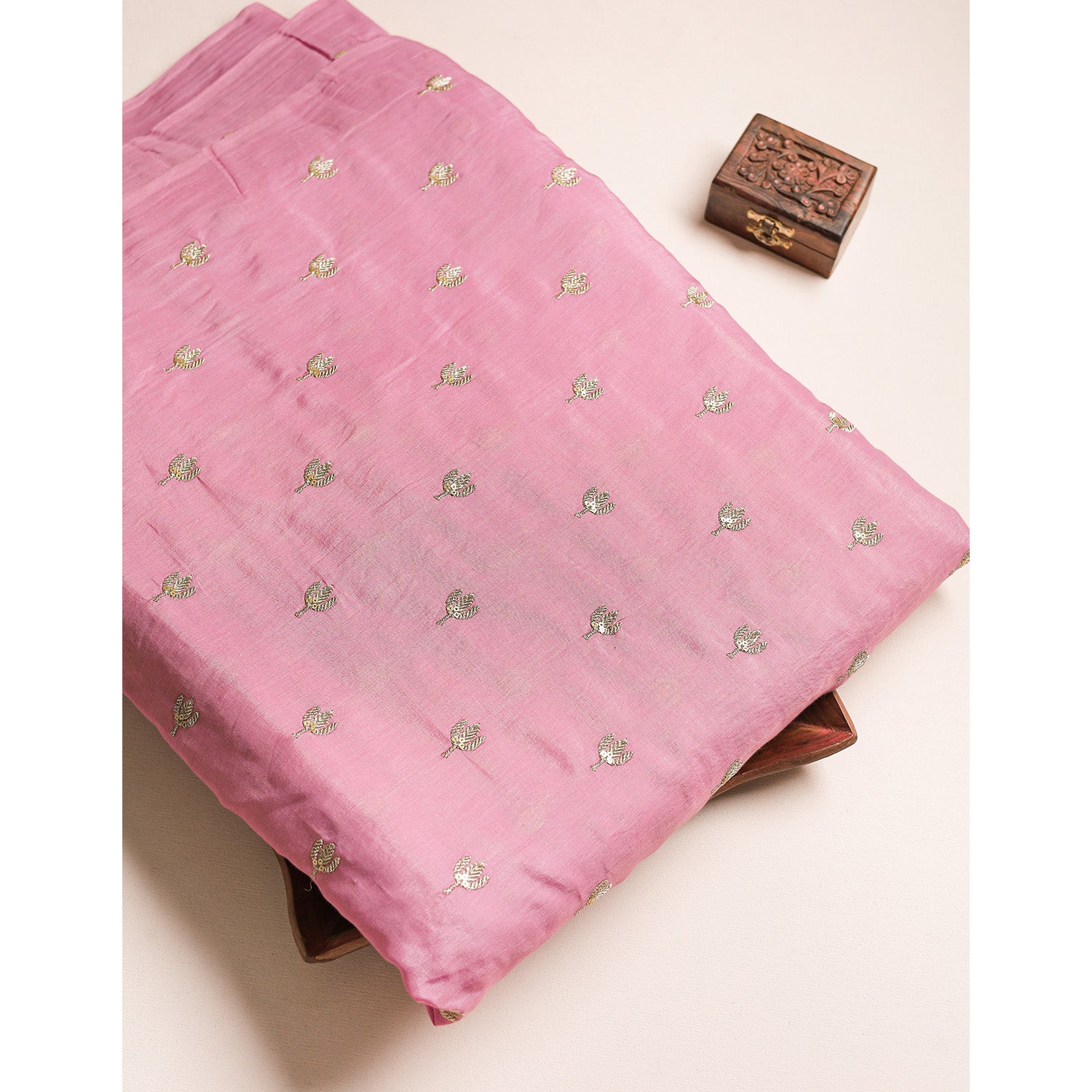 MALAI CHANDERI EMBROIDERED FABRIC