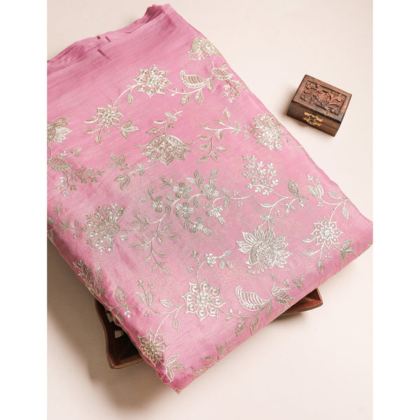 MALAI CHANDERI EMBROIDERED FABRIC