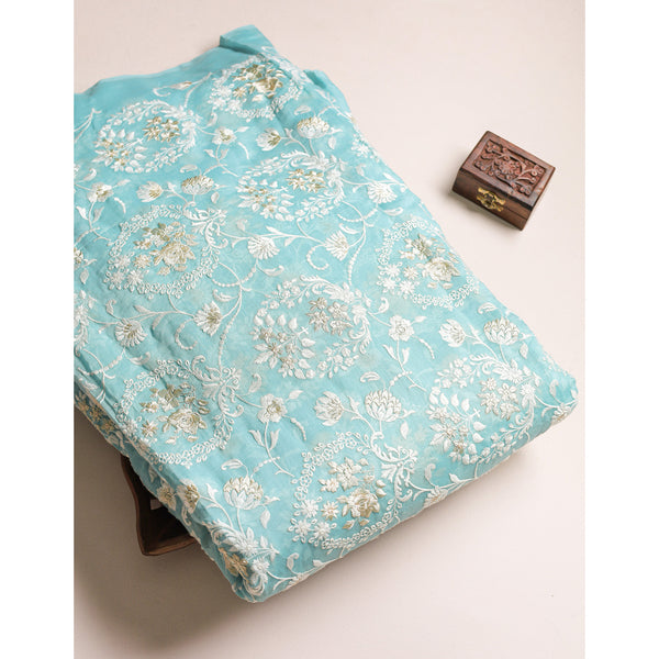 MALAI CHANDERI EMBROIDERED FABRIC