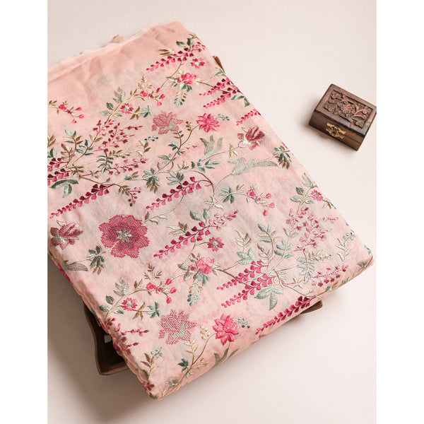 MALAI CHANDERI EMBROIDERED FABRIC