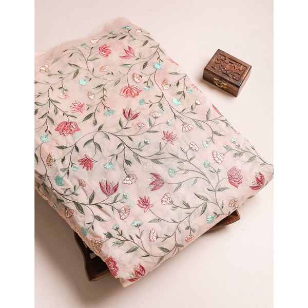 MALAI CHANDERI EMBROIDERED FABRIC