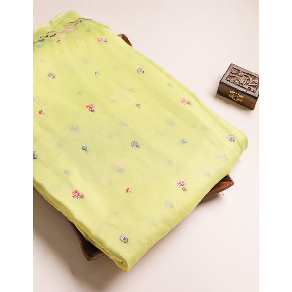 MALAI CHANDERI EMBROIDERED FABRIC