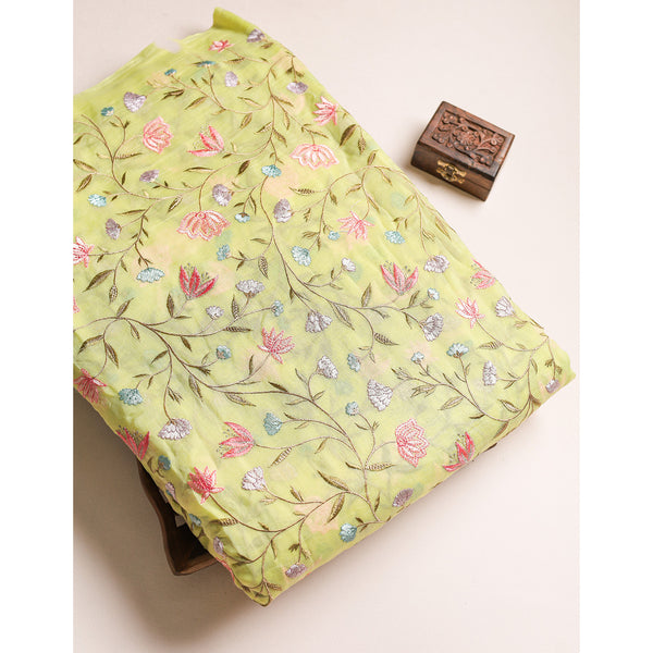MALAI CHANDERI EMBROIDERED FABRIC