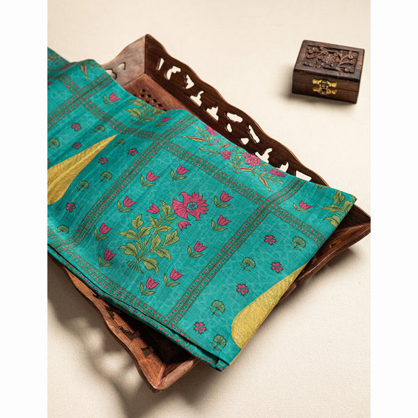 PURE MALAI CHANDERI PRINTED FABRIC