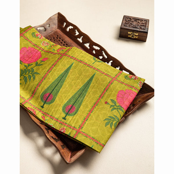 PURE MALAI CHANDERI PRINTED FABRIC