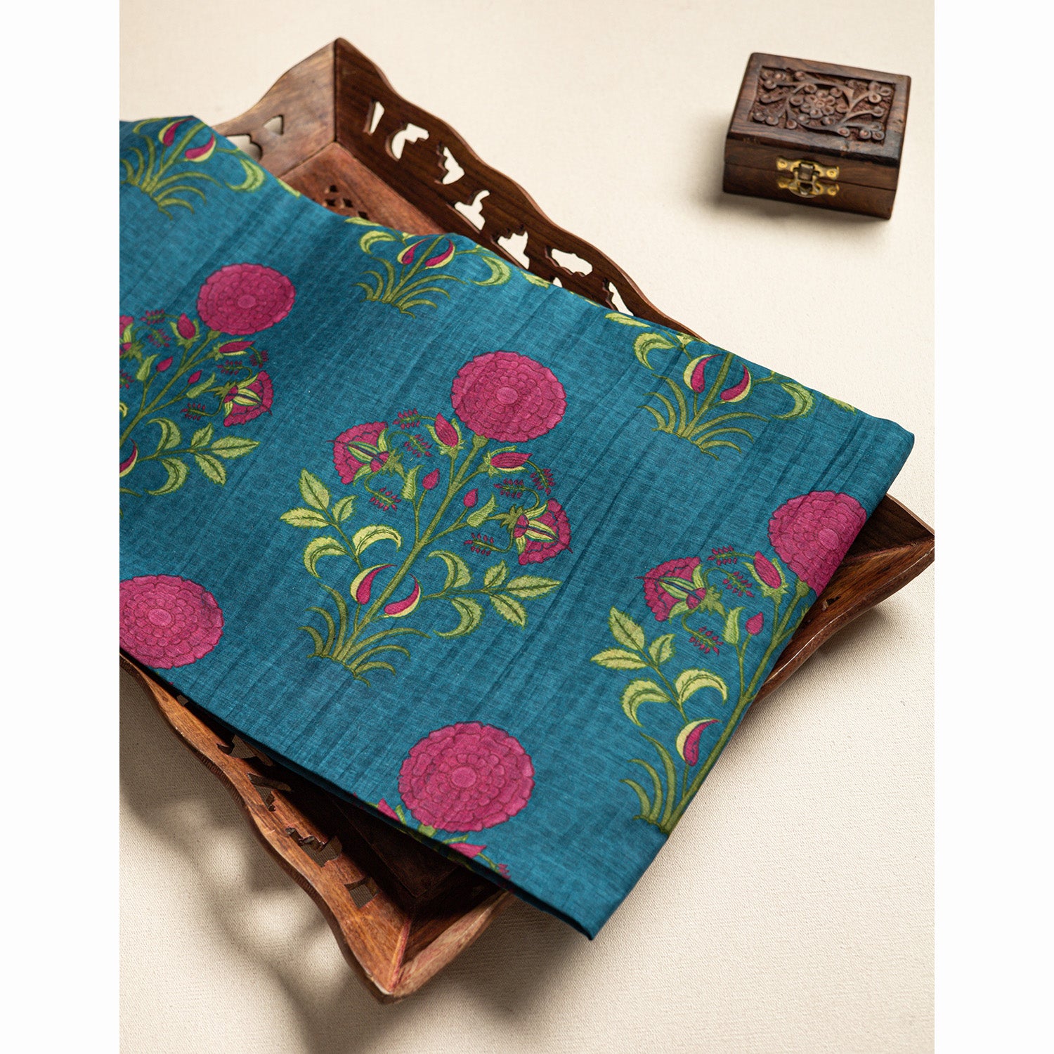 PURE MALAI CHANDERI PRINTED FABRIC