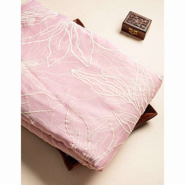 PURE MALAI CHANDERI EMBROIDERED FABRIC