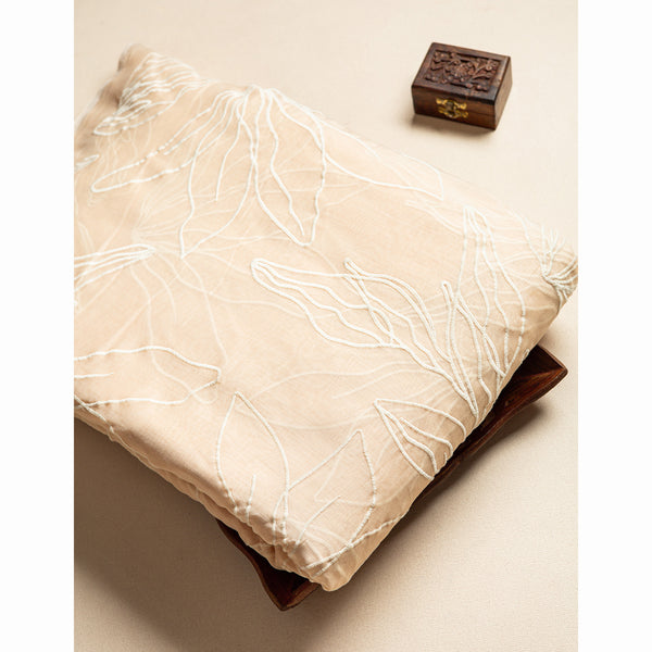 PURE MALAI CHANDERI EMBROIDERED FABRIC