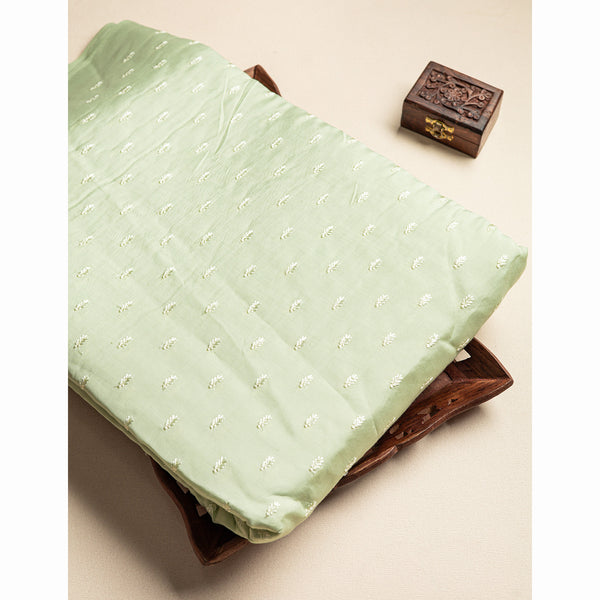 SOFT CHANDERI SILK EMBROIDERED FABRIC