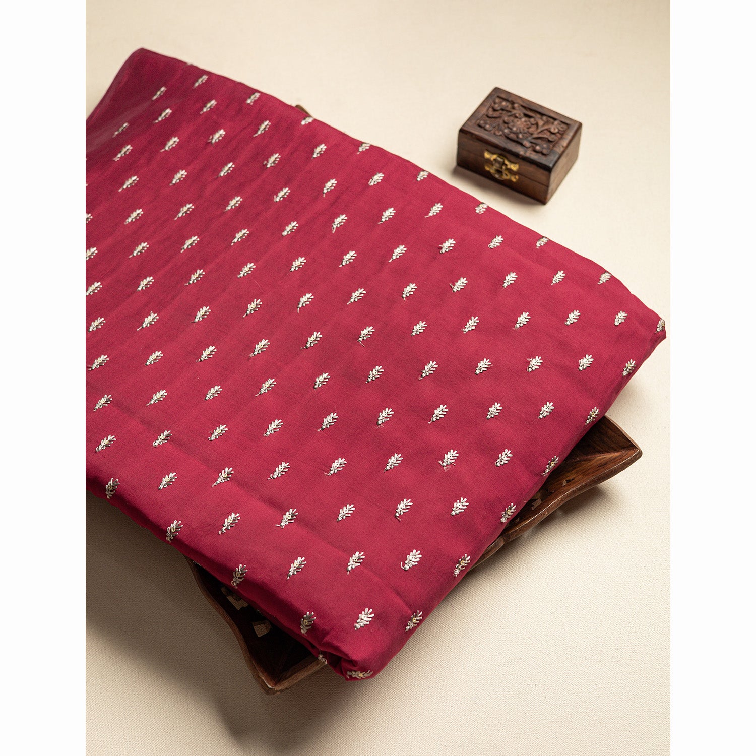 SOFT CHANDERI SILK EMBROIDERED FABRIC