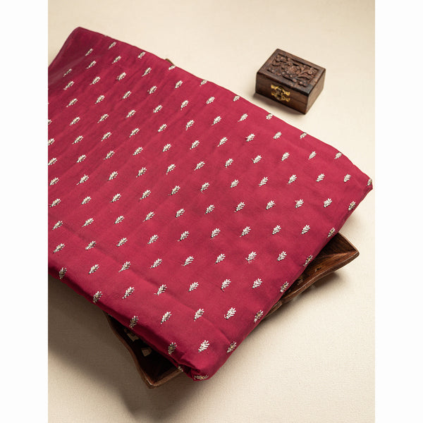 SOFT CHANDERI SILK EMBROIDERED FABRIC