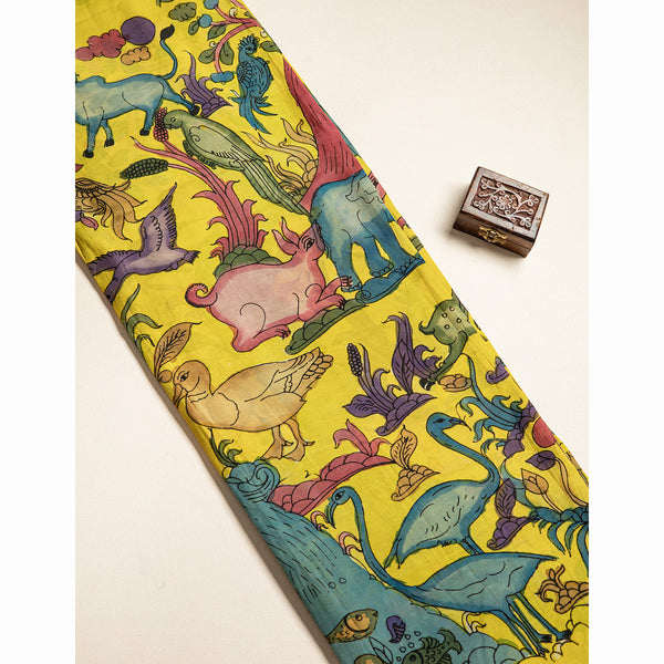 KALAMKARI HAND PAINTED KALASTHRI SILK FABRIC