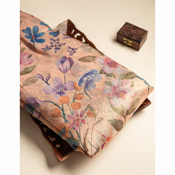 CRUSH TISSUE FLORAL PRINTED FABRIC