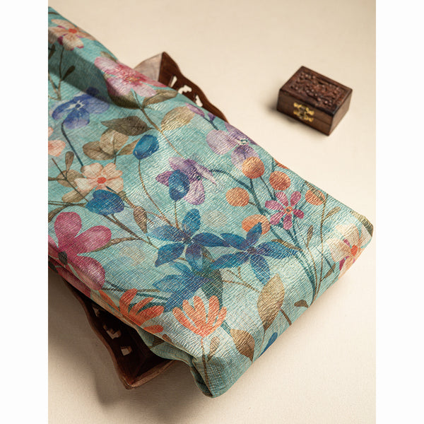 CRUSH TISSUE FLORAL PRINTED FABRIC