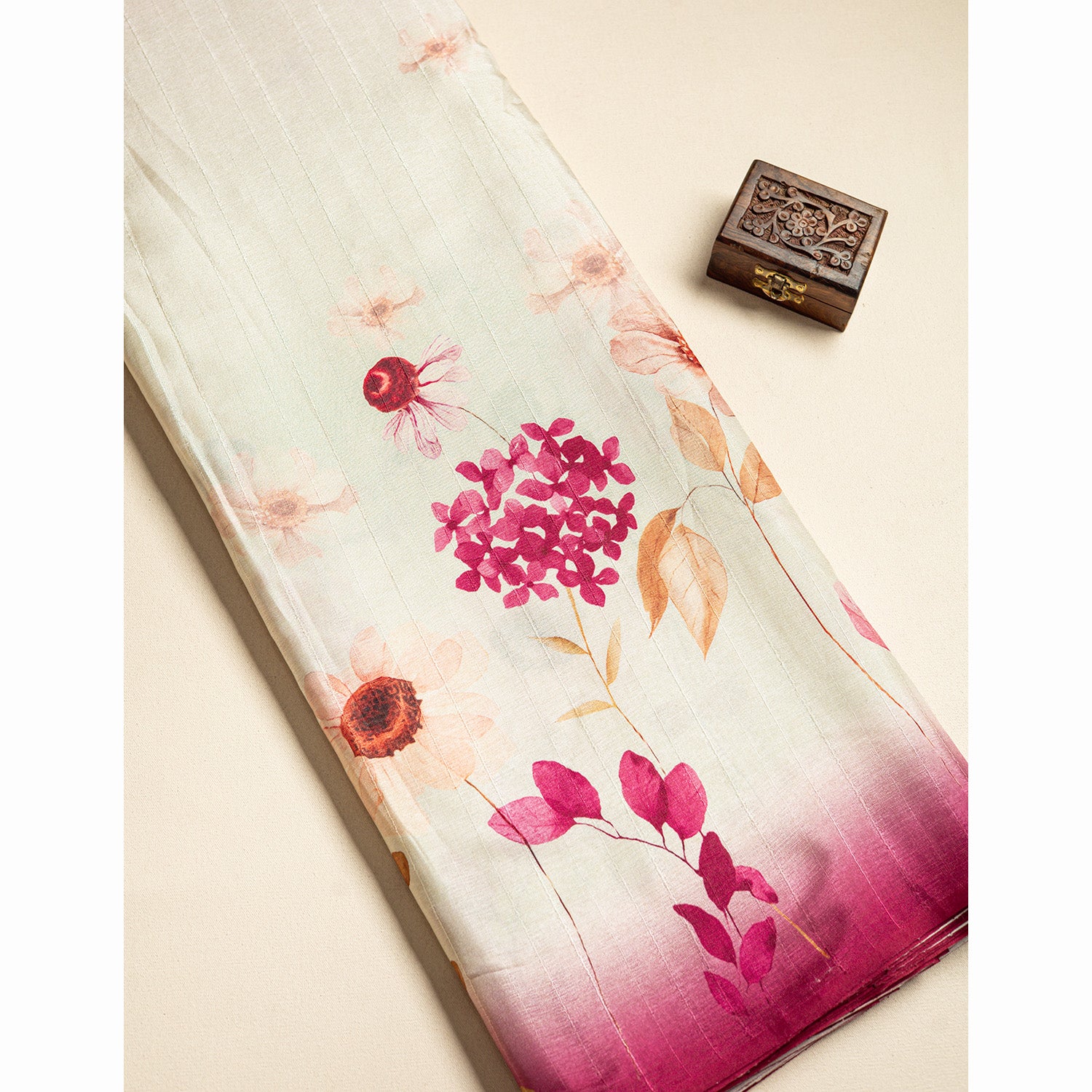 SEMI TUSSAR PLORAL PRINTED FABRIC