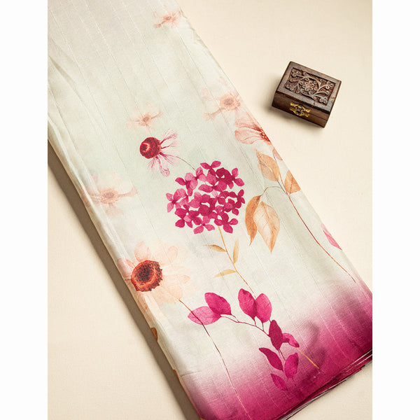 SEMI TUSSAR PLORAL PRINTED FABRIC