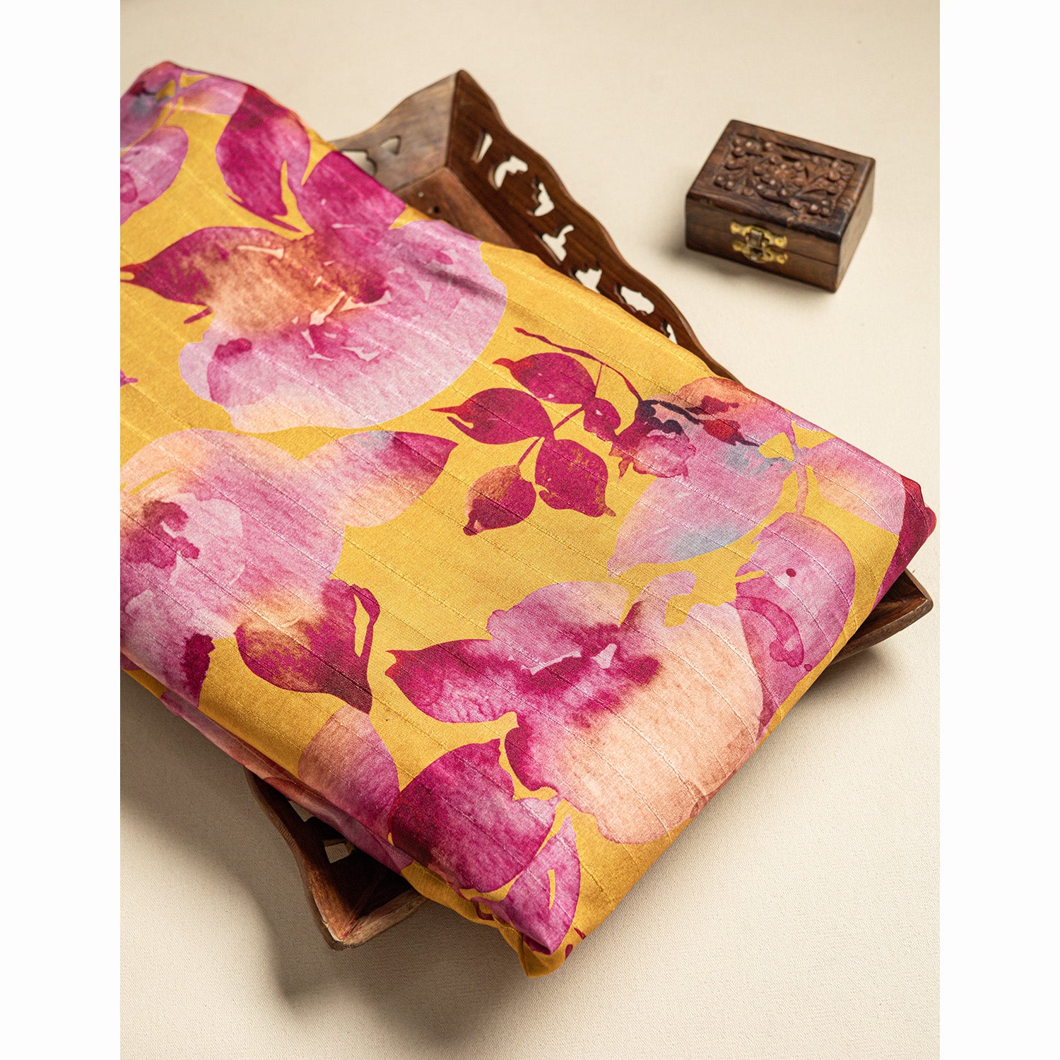 SEMI TUSSAR FLORAL PRINTED FABRIC