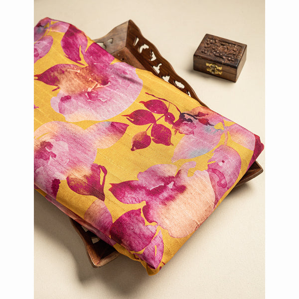 SEMI TUSSAR FLORAL PRINTED FABRIC