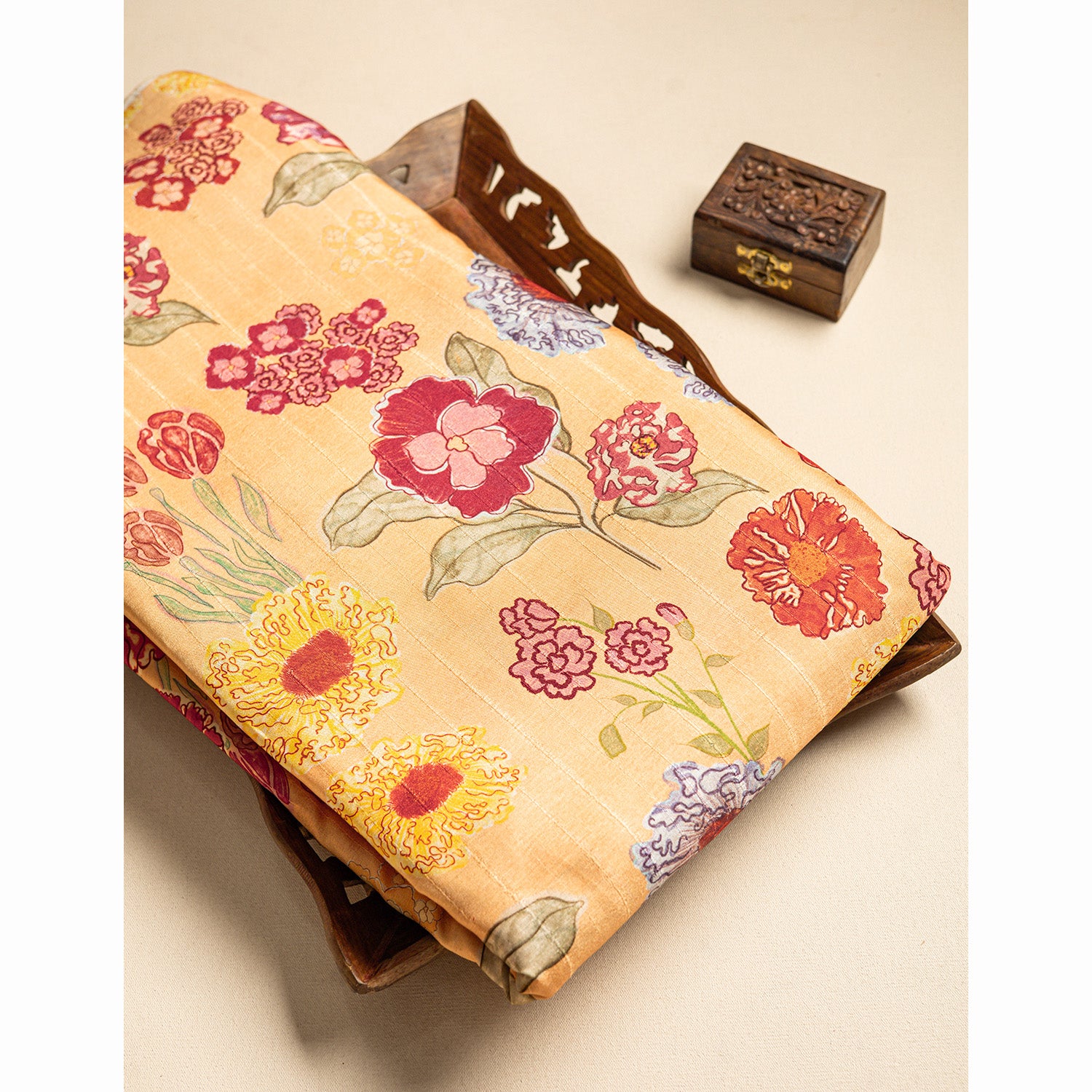 SEMI TUSSAR FLORAL PRINTED FABRIC