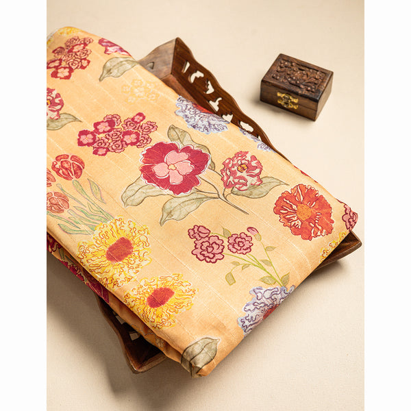 SEMI TUSSAR FLORAL PRINTED FABRIC