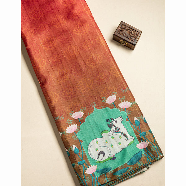 SEMI TUSSAR PICHWAI PRINTED FABRIC