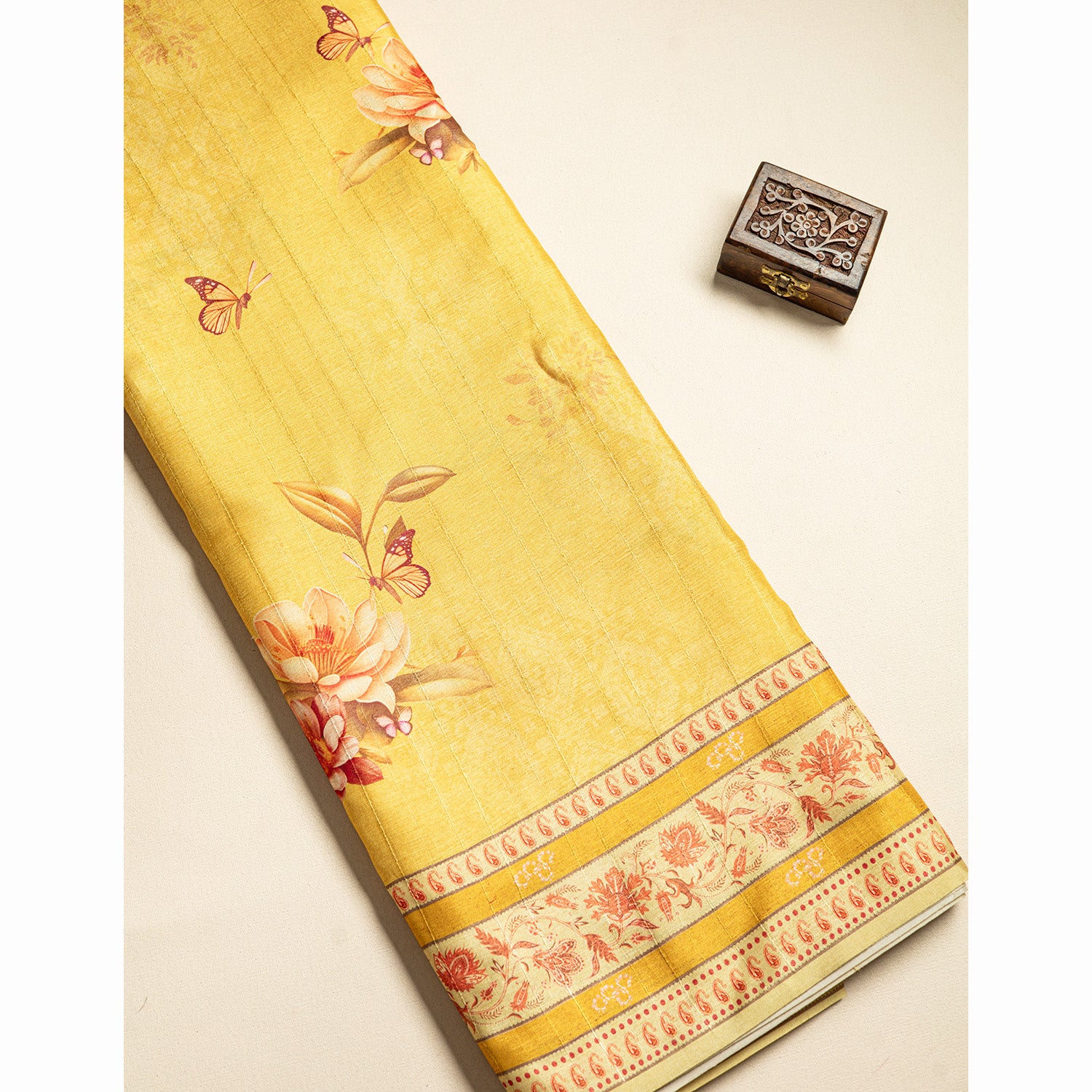 SEMI TUSSAR FLORAL PRINTED FABRIC