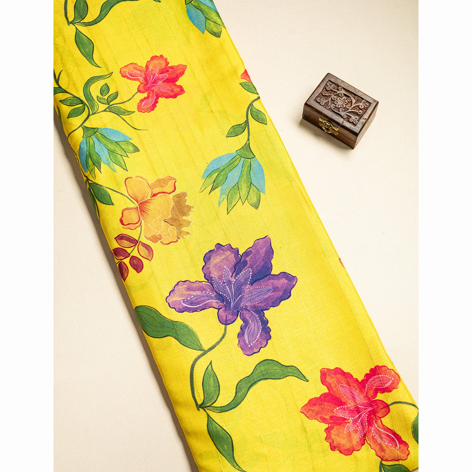 SEMI TUSSAR FLORAL PRINTED FABRIC