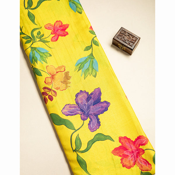 SEMI TUSSAR FLORAL PRINTED FABRIC