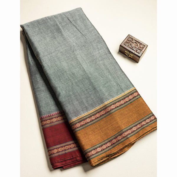 Handloom Cotton Narayanpet Zari Border Fabric
