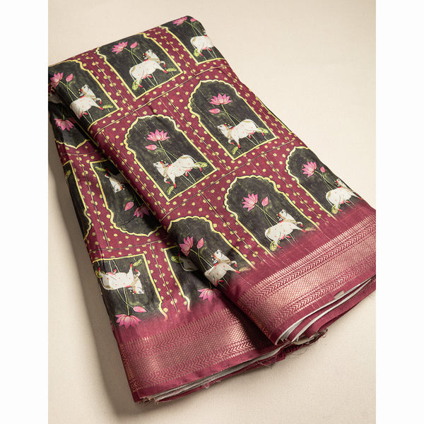 SEMI TUSSAR PRINTED FABRIC