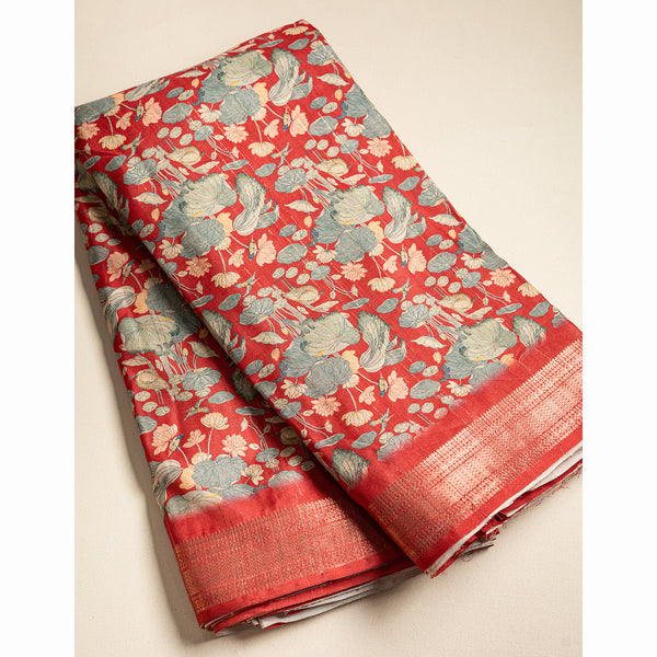 SEMI TUSSAR PRINTED FABRIC