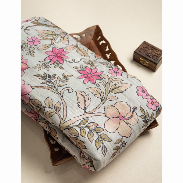 SEMI TUSSAR PRINTED FABRIC