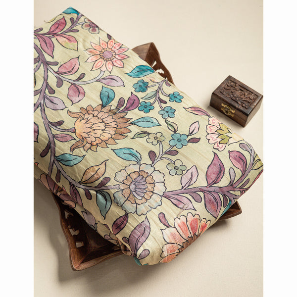 SEMI TUSSAR PRINTED FABRIC