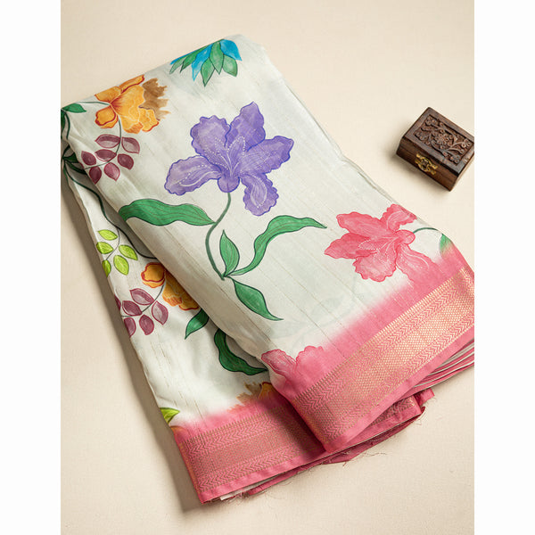 SEMI TUSSAR PRINTED FABRIC