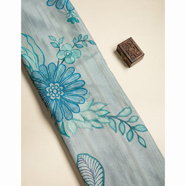 SEMI TUSSAR PRINTED FABRIC