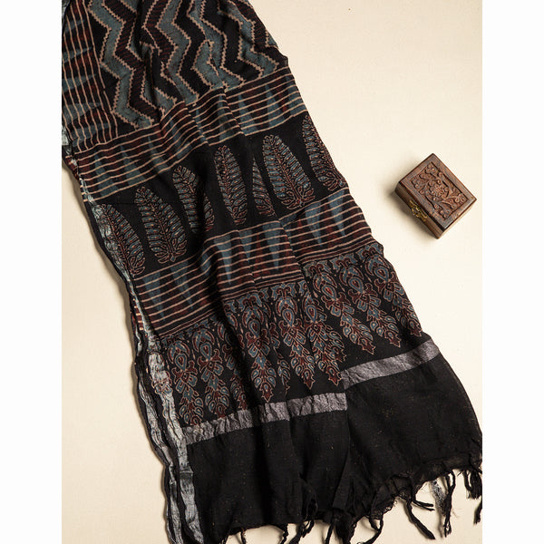 PURE LINEN AJRAKH DUPATTA